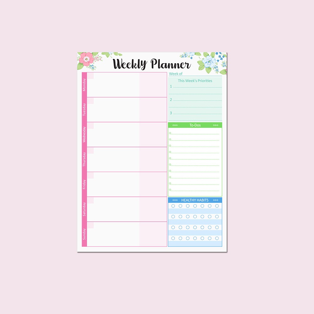Meal Plan Notepad - Wide To Do Planner Weekly Planning