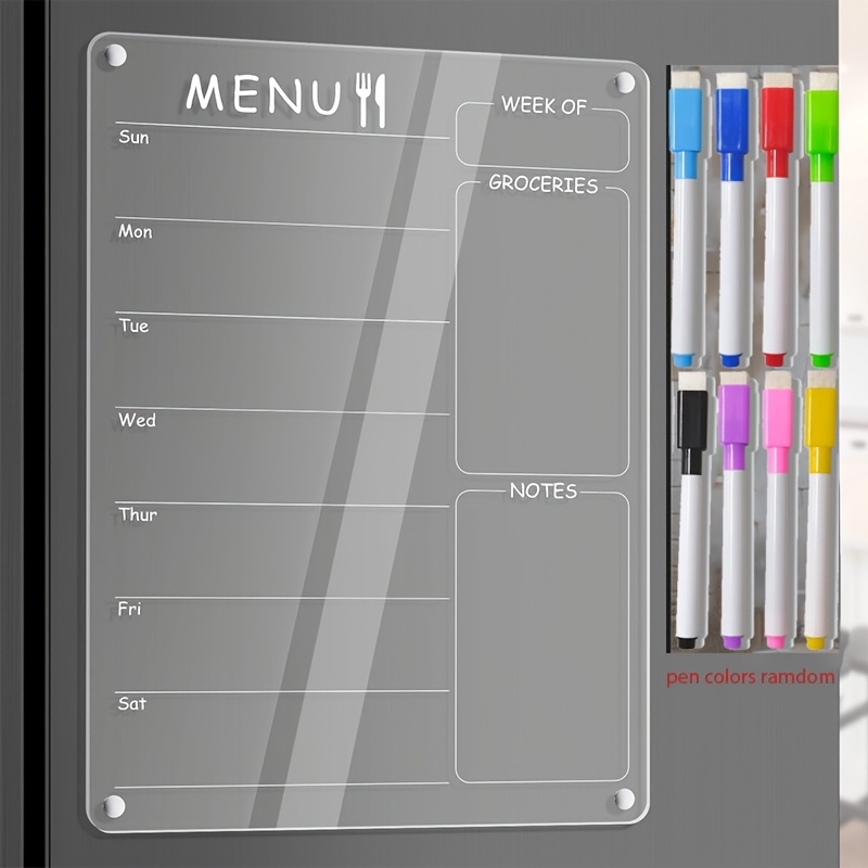 Meal Plan Notepad - Acrylic Menu Board for Kitchen Weekly