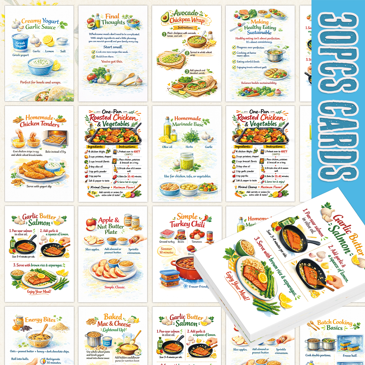30pcs Wholesome Meals Recipe C - Meal Prep Healthy Recipes avaliação e preço