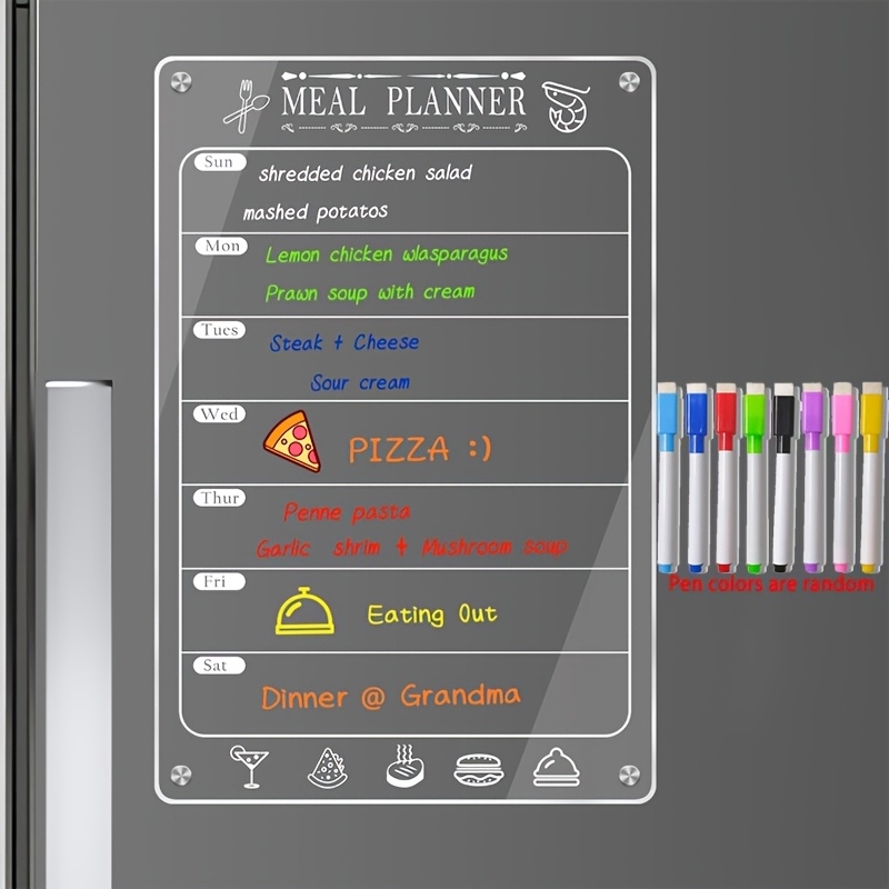 Acrylic Menu Board for Kitchen - Meal Plan Notepad avaliação e preço