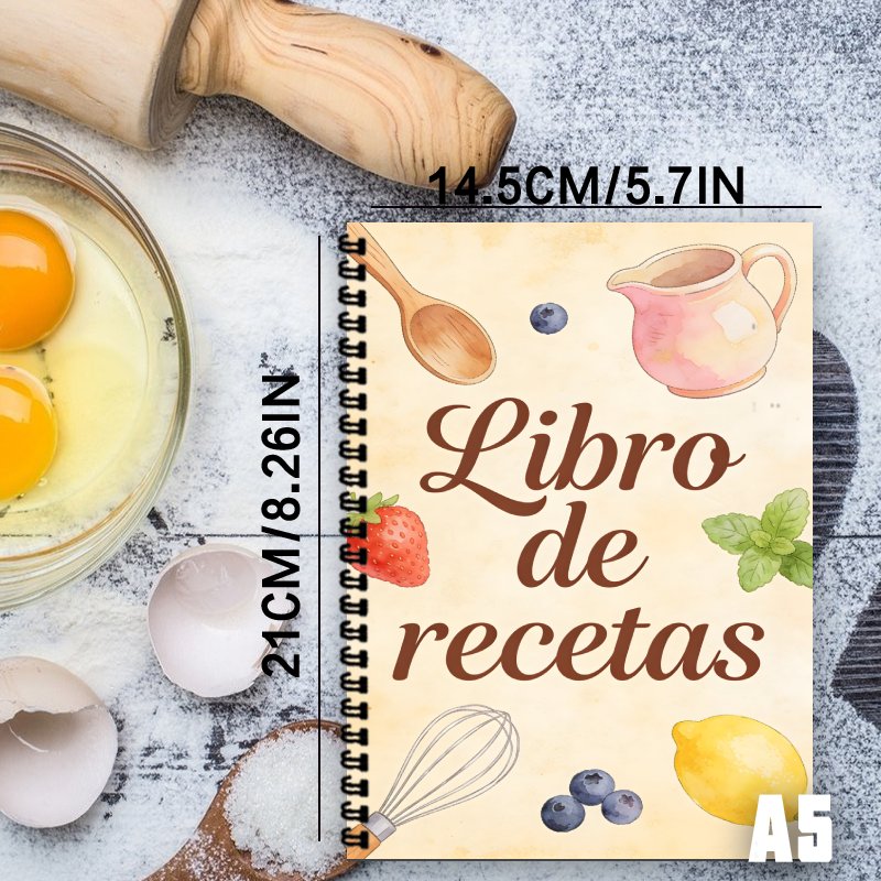 A5 Paper Spanish Recipe Book,  - Meal Prep Healthy Recipes avaliação e preço