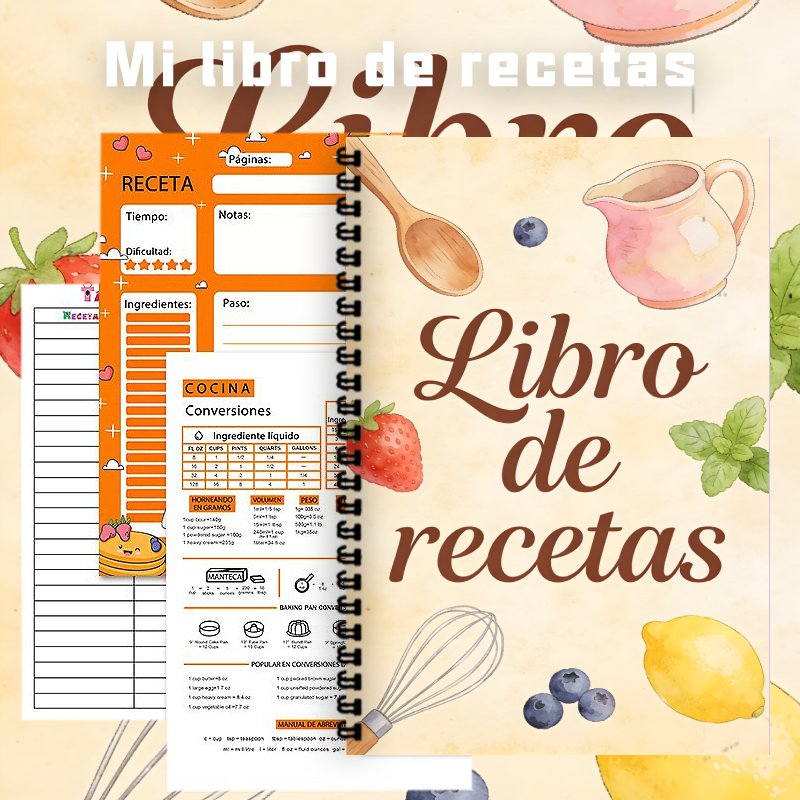 A5 Paper Spanish Recipe Book,  - Meal Prep Healthy Recipes avaliação e preço