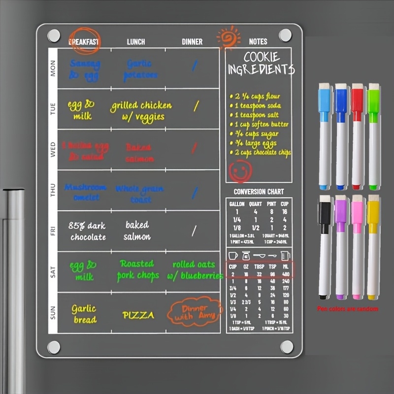3-in-1 Magnetic Acrylic Meal P - Meal Plan Notepad avaliação e preço